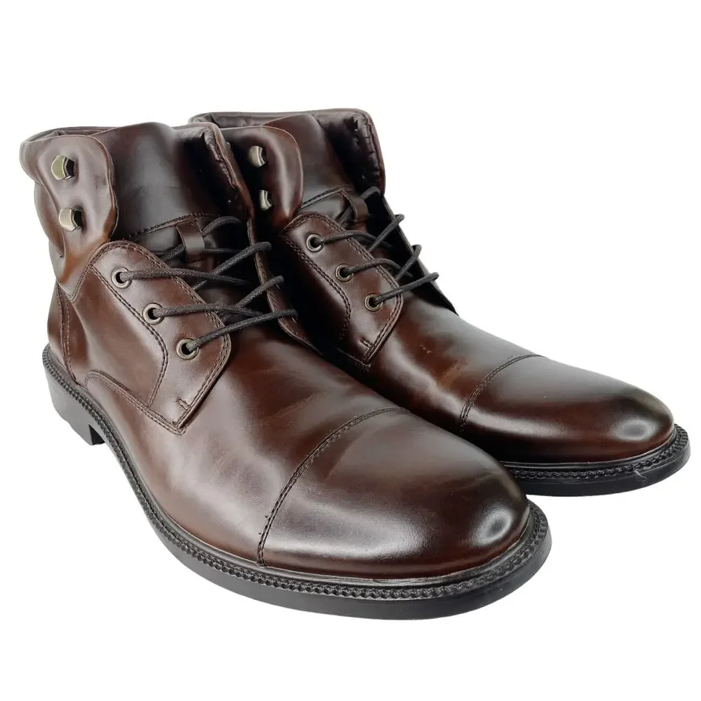 Unlisted by Kenneth Cole Roll With It Faux Leather Boots Brown Mens 13 M